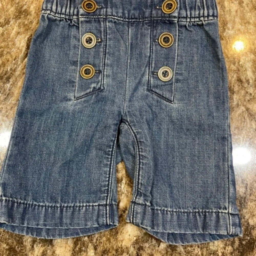 Worn 1x Baby Gap Disney Girls 0-3 Months Minnie Mouse Pocket Wide Leg Demim